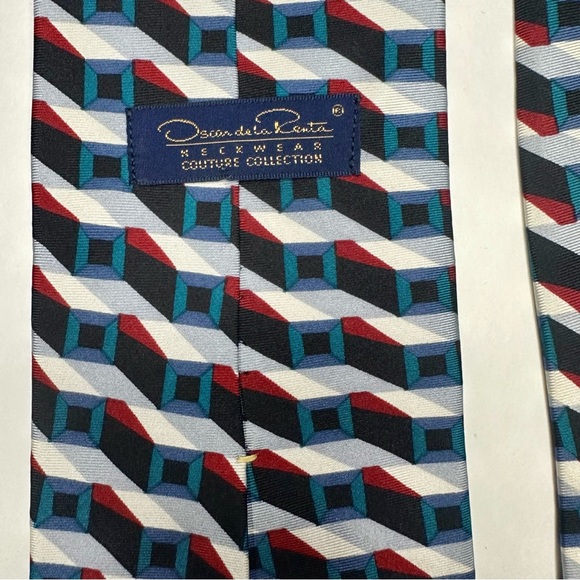 Vintage Oscar de la Renta Couture Bold Geometric Classic Silk Tie - Picture 3 of 8